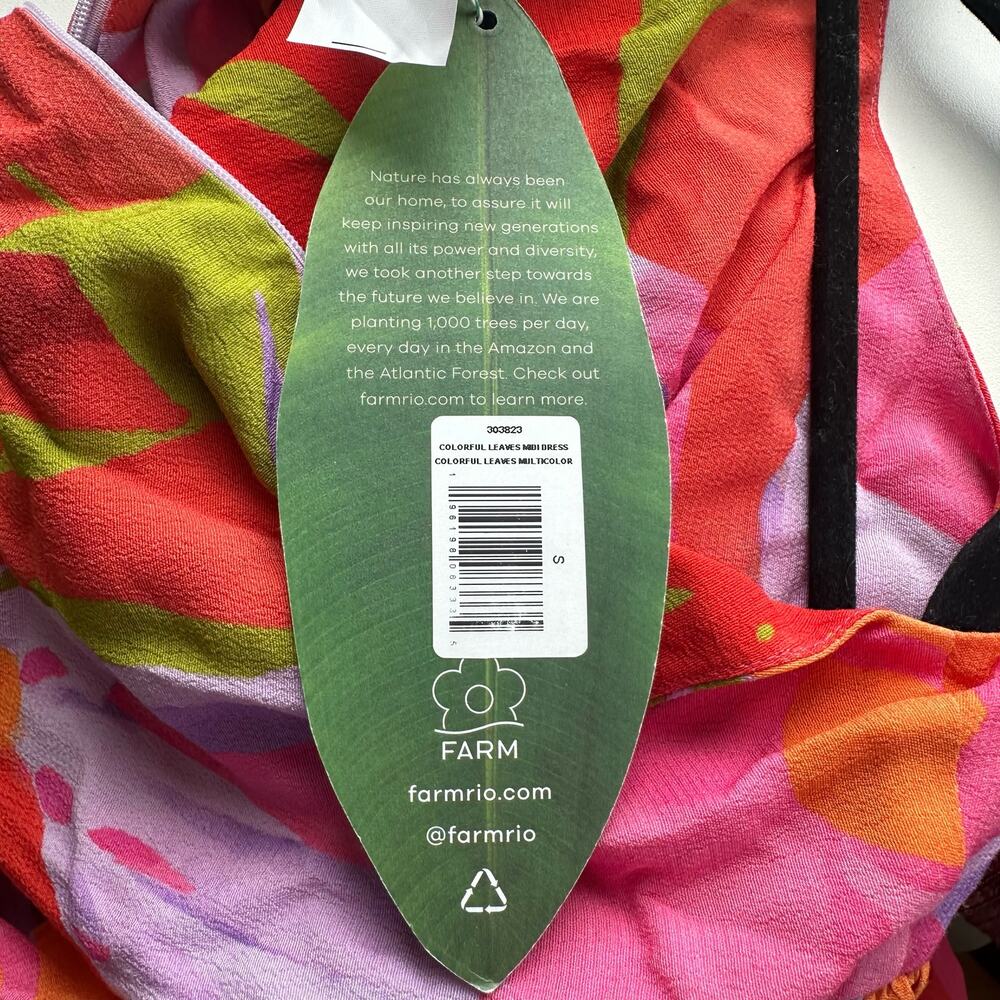 Farm Rio Colorful Leaves Cutout Midi Dress Small NWT - Picture 5 of 13